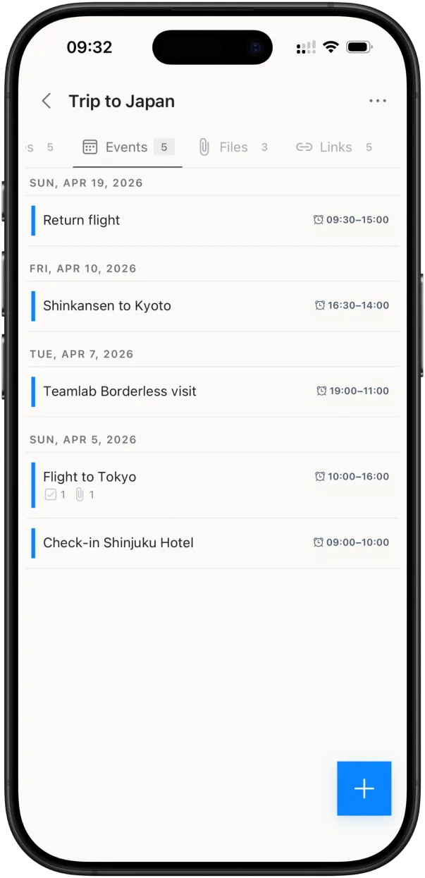 Events and calendar view